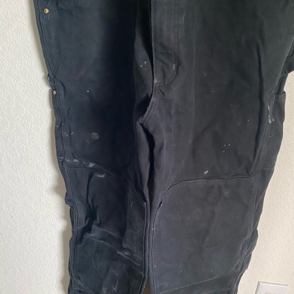 ASO DRUSKI Carhartt Black Duck Bib Thrashed Paint Splatter Canvas Overalls 42x34 - Picture 8 of 16
